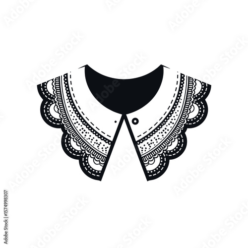 Decorative vintage collar design with lace detailing on white background
