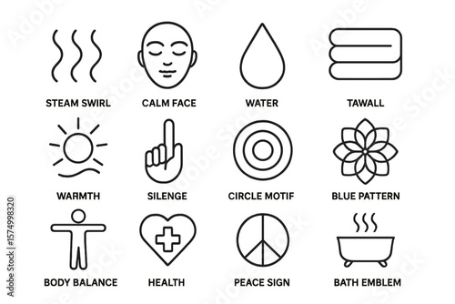 Minimalist icons of wellness and relaxation