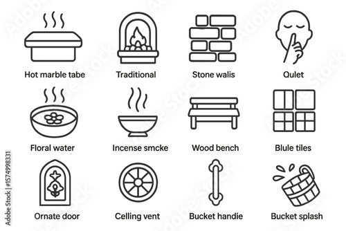 Spa icons set: symbols for relaxation and atmosphere enhancements