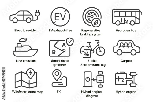 Icons of electric vehicles and sustainable transportation innovations