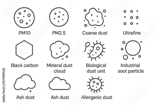 Types of atmospheric dust: pm10, pm2.5, ultrafine, black carbon, mineral dust