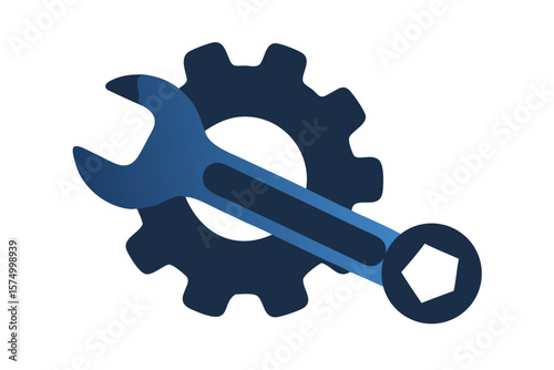Gear and wrench icon vector illustration for repair and maintenance services