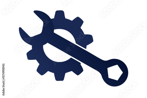 Wrench and gear icon for mechanical repair service maintenance and engineering