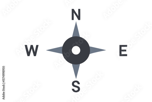 Compass rose vector graphic for navigation direction and orientation design use
