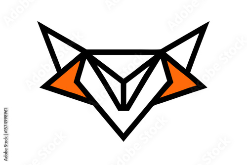 Geometric fox logo design vector illustration animal head outline graphic art