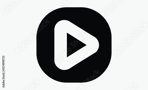 Play button icon, media playback symbol, video control element, Play video or play media flat icon for apps and websites