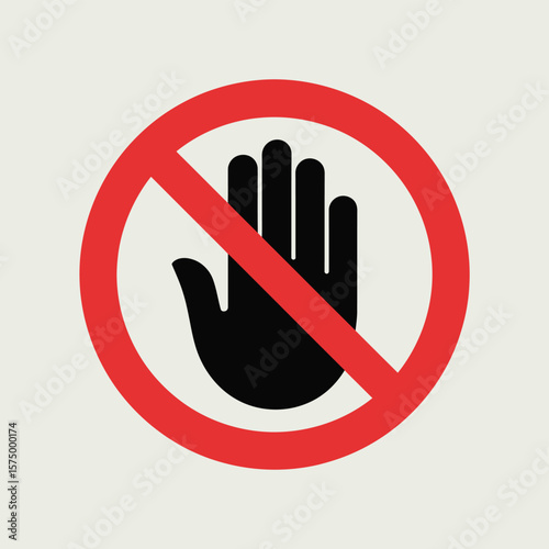 Stop hand symbol red circle prohibition sign graphic design