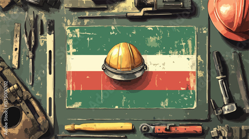 Bulgaria Flag Cartoon Illustration for Mechanical Designs