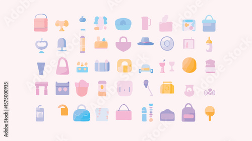 Bundle of Baby Set Icons Flat Vector Illustration