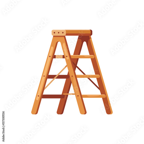 A simple wooden stepladder with an a frame design and sturdy rungs