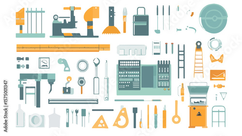 Engineering Icons Bundle Vector Illustration