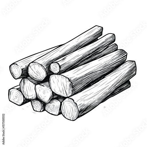 Cozy Cartoon Bundle of Firewood Vector Illustration