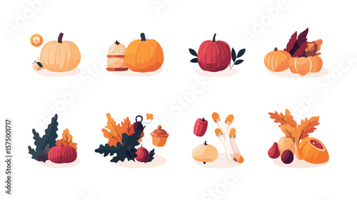 Thanksgiving Day Set Icons Bundle with 40 Festive Elements for Creative Projects