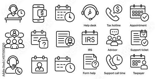 Collection of icons for a calendar, including a phone, a person, and a dollar sign. These icons represent various aspects of daily life, such as communication, work, and financial transactions