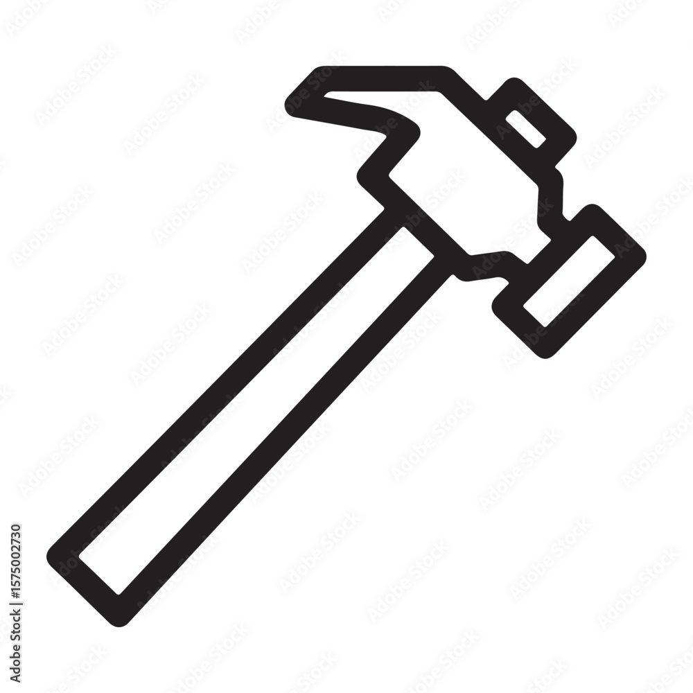 Illustration of a Claw Hammer Tool for Home Improvement Projects and Carpentry, Outline Icon Style, Perfect for DIY Projects Illustration of a Claw Hammer Tool for Home Improvement Projects and Carpentry, Outline Icon Style, Perfect for DIY Projects