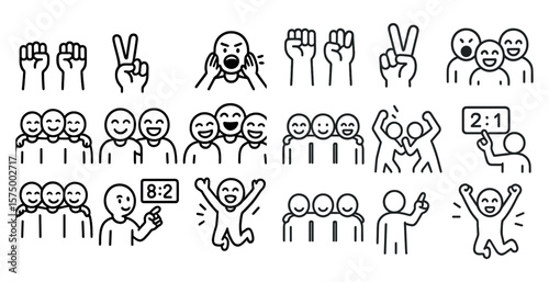 Series of cartoon faces with one saying "V" and another saying "2". The rest of the faces are smiling and happy