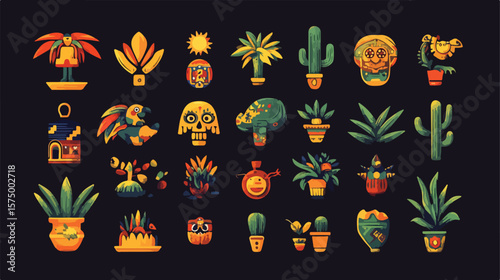 Vibrant Viva Mexico Icons Collection for Festive Designs