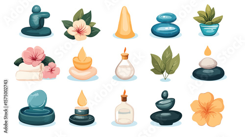 Spa Therapy Set Icons Vector Illustration