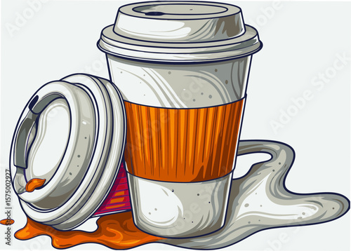 Spilled coffee is a common mishap, depicting spilled coffee by the cup with drink spillage, creating an artistic splash. The spilled coffee moment can be embraced with humor in relatable situations.