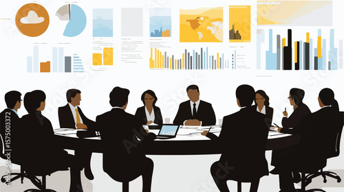Business Professionals in Meeting Using Infographics Presentation