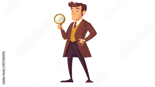 Businessman with Magnifying Glass Isolated Icon