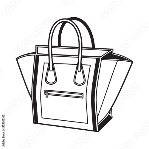 Black and white tote bag with zipper handbag accessory