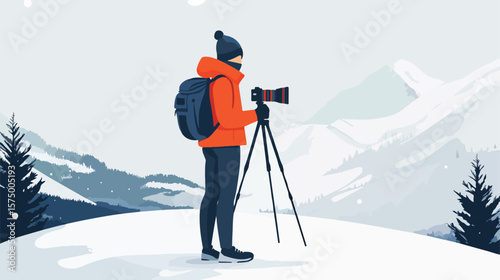 Professional Cameraman with Camera Standing Outdoors