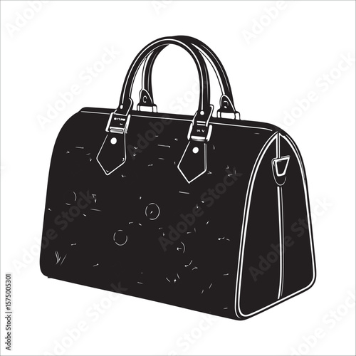 Black duffel bag with handles white zipper