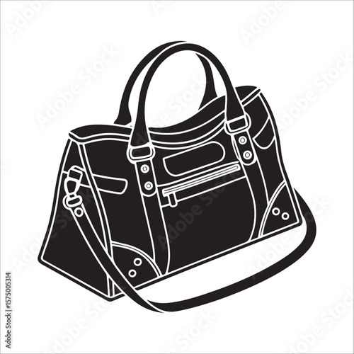 Black duffel bag with strap and handles travel bag