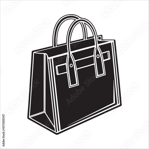 Black handbag with white trim fashion accessory