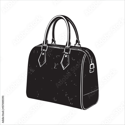 Black leather handbag with handles accessory fashion