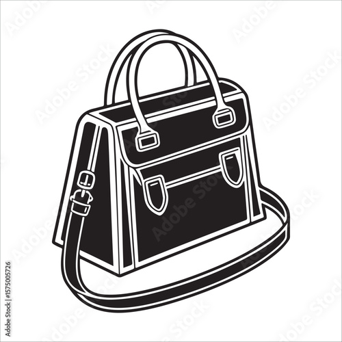 Black satchel with shoulder strap white