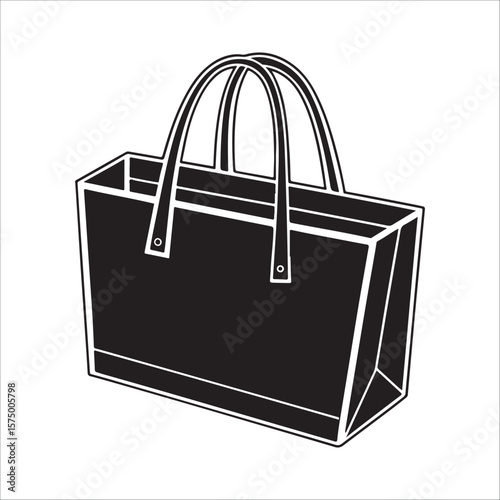 Black tote bag with handles handbag white
