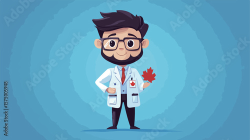 Canadian Scientist Cartoon Mascot Vector Character Design