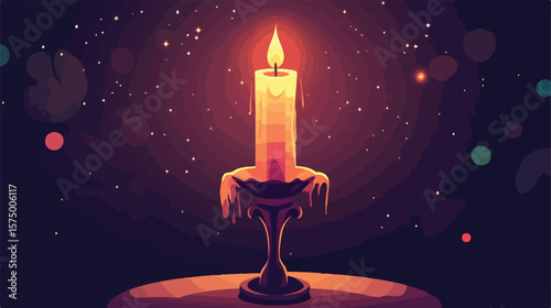 Candle on a Candlestick: Catholic Religion Flat
