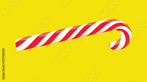 Vibrant Candy Cane Vector Illustration on Yellow Background