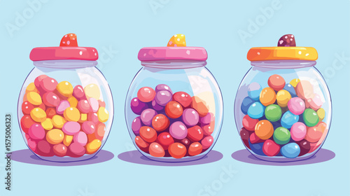 Colorful Candy Jars Flat Vector Illustration