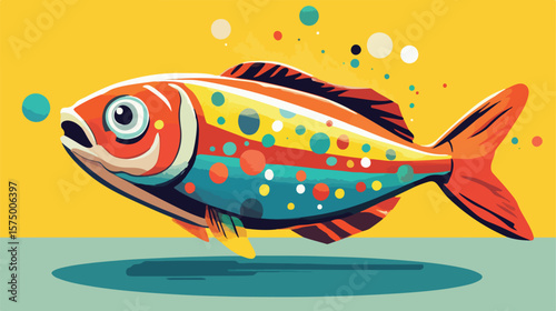 Whimsical Traditional Painter Cartoon Character Holding Canned Fish