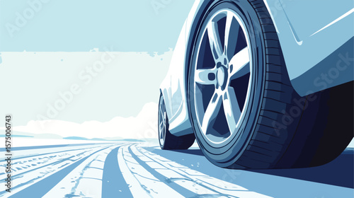 Car Tire Track Vector Illustration