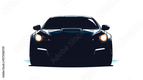 Flat Vector Silhouette of Front View Car Transportation