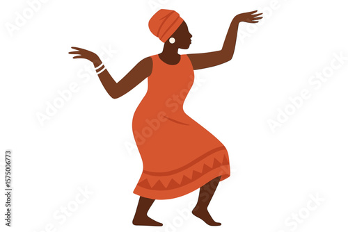 Colorful silhouette of a woman dancing with grace and elegance in traditional dress