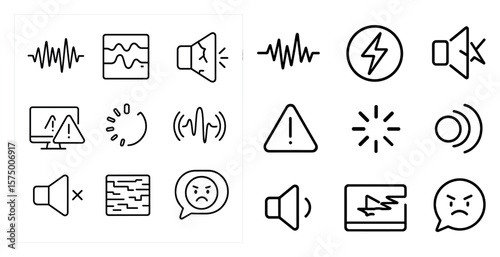 Set of icons for various audio and video controls. The icons include a microphone, a speaker, a volume control, and a play/pause button