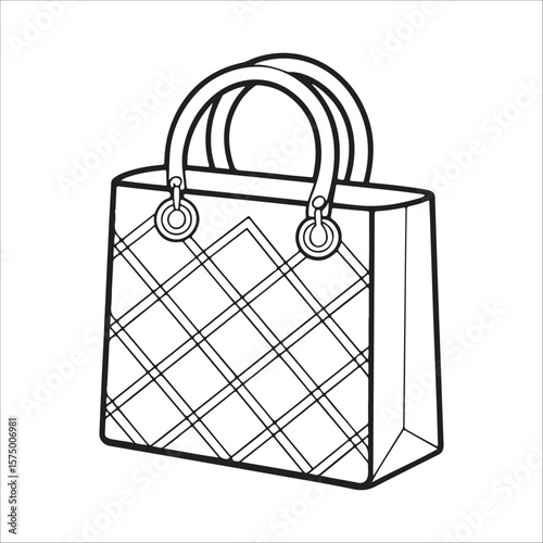 Quilted handbag with double handles purse accessory