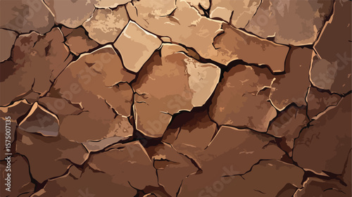 Detailed Brown Cracked Wall Vector Illustration