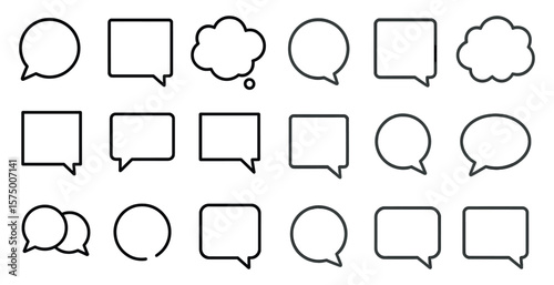 Set of white circles with a speech bubble in the middle. The circles are arranged in a grid, with some overlapping and some not. The speech bubble is in the center of the image