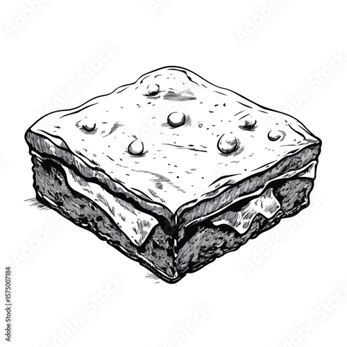Delightful Brownie Cartoon Vector and Illustration in Black and White