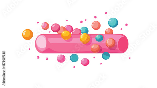 Colorful Bubble Gum Tube Flat Vector Illustration Center