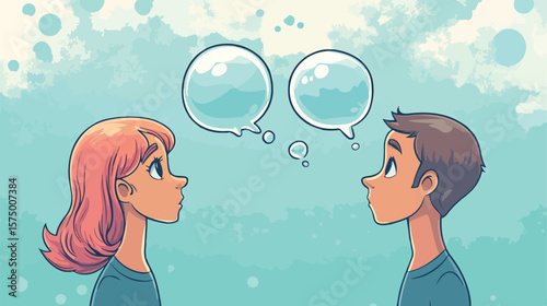 Comic Cartoon Bubble Talk: Thinking and Speaking, Conceptual Message