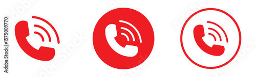 Vector phone icon set. Red Phone icon button. Red Phone icon in flat style. Red Phone icon collection. Call sign. Ringing phone icon set. Telephone call sign. 