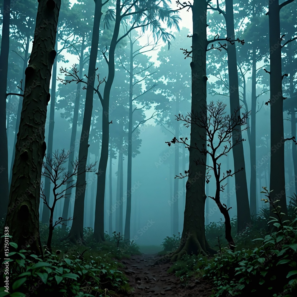 Naklejka premium forest in fog